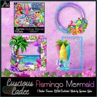 Flamingo Mermaid Cluster Frames