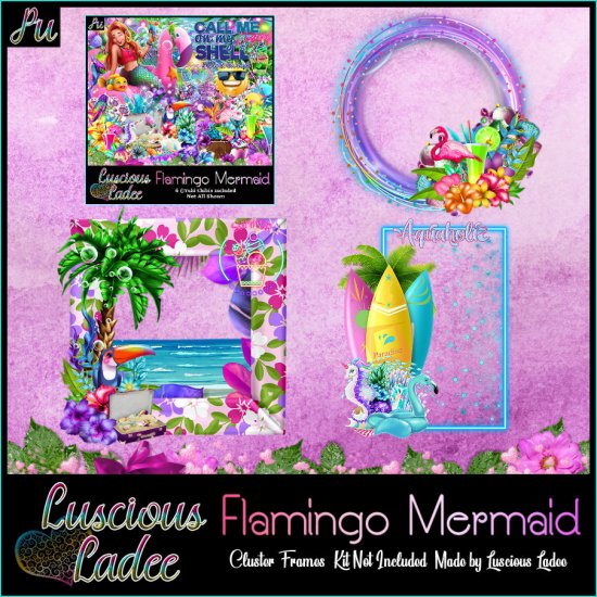 Flamingo Mermaid Cluster Frames - Click Image to Close