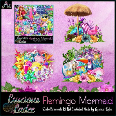 Flamingo Mermaid Embellishments
