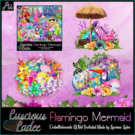 Flamingo Mermaid Embellishments - Click Image to Close