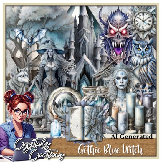 Gothic Blue Witch - Click Image to Close