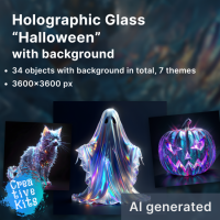 AI kit, Holographic Glass Halloween, with background, part 2