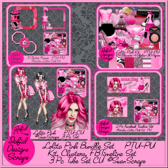 Lolita Pink Bundle Set PU - Click Image to Close