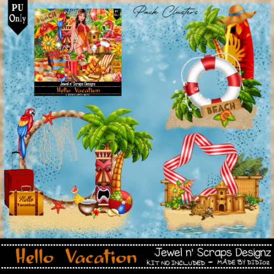 Clusters Frame PU - Hello Vacation - Click Image to Close