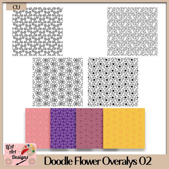 Doodle Flower Overlays 02 - CU - Click Image to Close