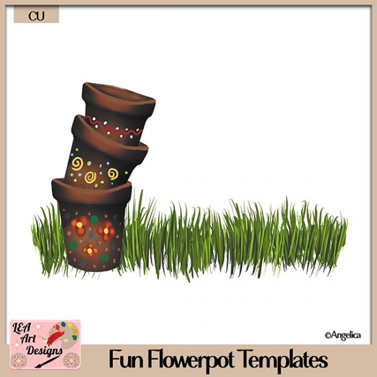 Fun Flowerpots - Layered Template - CU - Click Image to Close