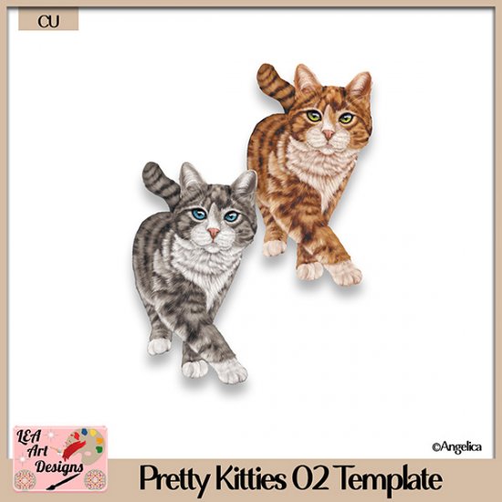 Pretty Kitties 02 - Layered Template - CU - Click Image to Close