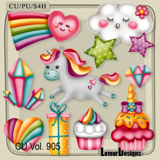 CU Vol. 905 Rainbow Unicorn by Lemur Designs - Click Image to Close