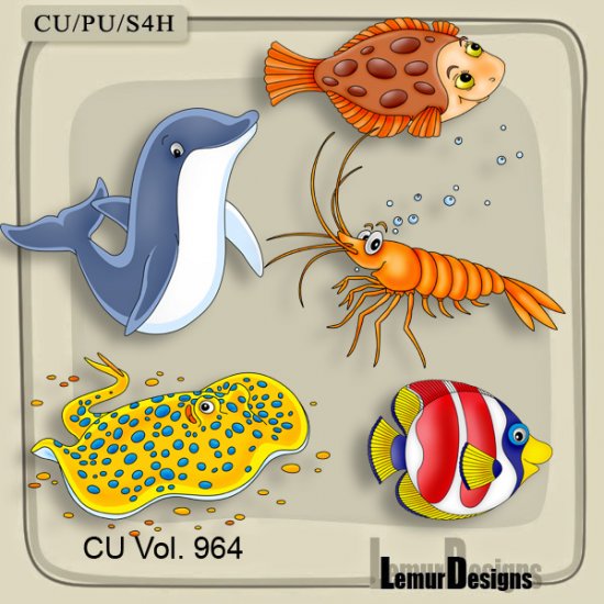 CU Vol. 964 Sea animals by Lemur Designs - Click Image to Close