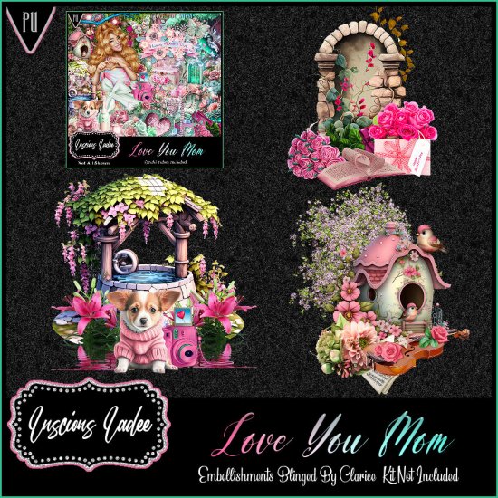 Love You Mom Embellishments - Click Image to Close