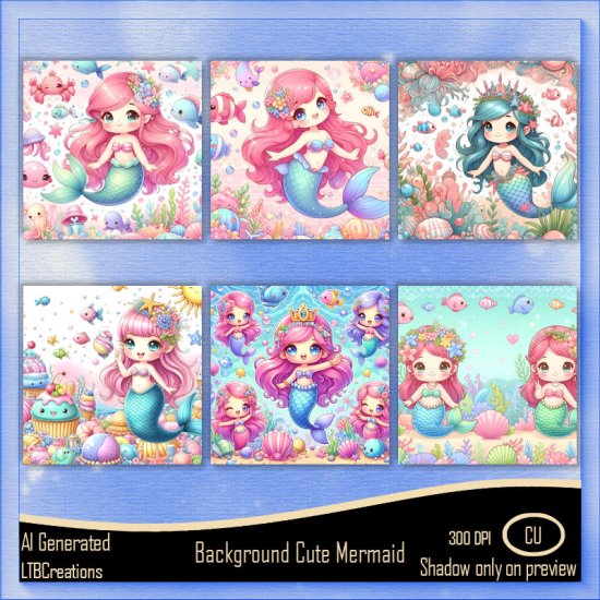AI - Background Cute Mermaid - Click Image to Close