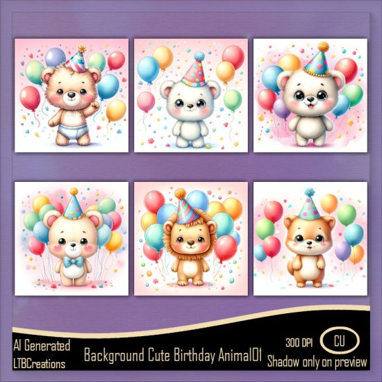 AI - Background Cute Birthday Animal01 - Click Image to Close