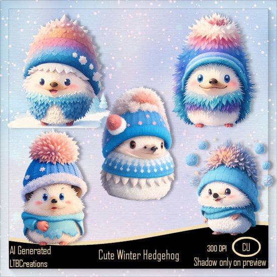 AI - Cute Winter Hedgehog - Click Image to Close