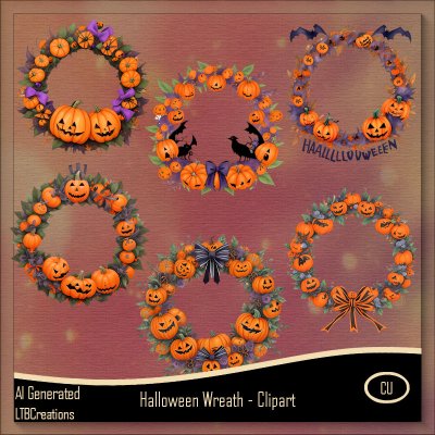 AI - Halloween Wreath - Clipart