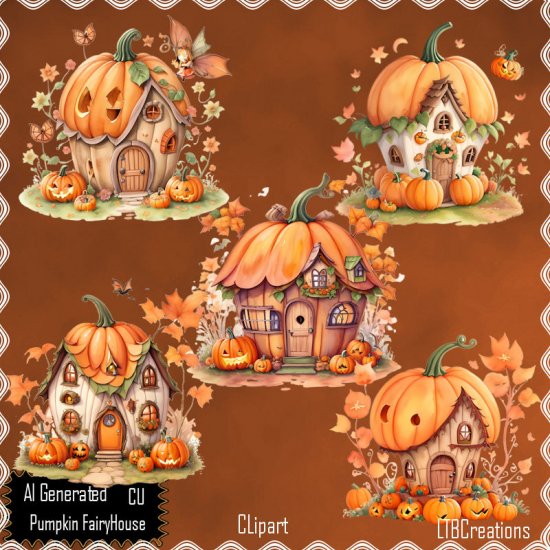 AI - Pumpkin FairyHouse - Clipart - Click Image to Close