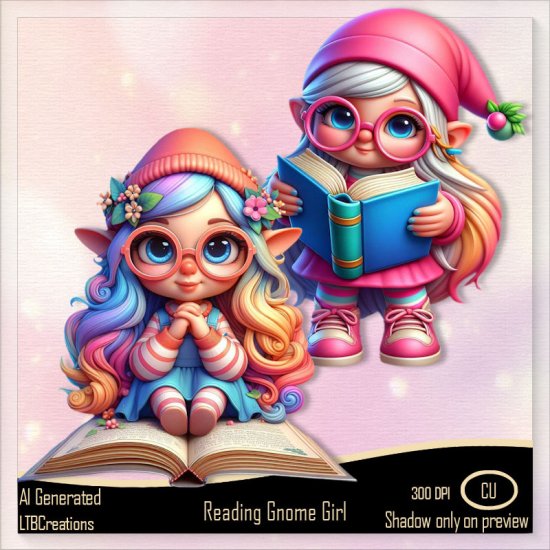 AI - Reading Gnome Girl - Click Image to Close