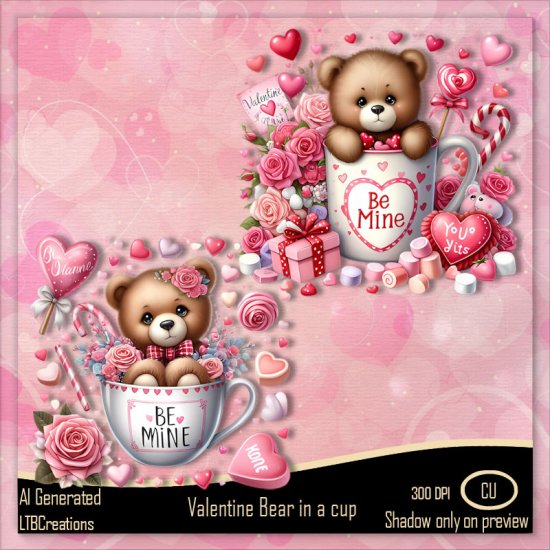 AI - Valentine Bear in a cup - Click Image to Close