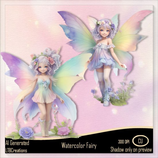 AI - Watercolor Fairy - Click Image to Close