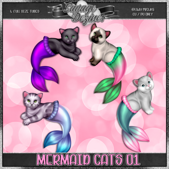 Mermaid Cats 01 CU - Click Image to Close