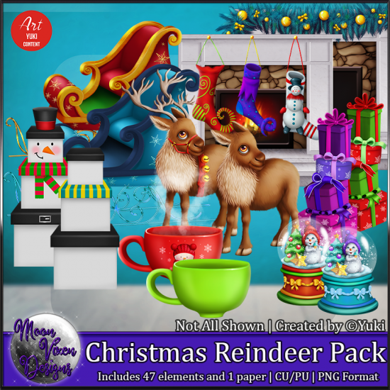 Christmas Reindeer CU/PU Element Pack - Click Image to Close