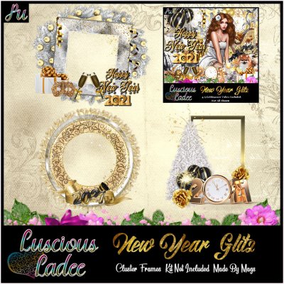 New Year Glitz Cluster Frames