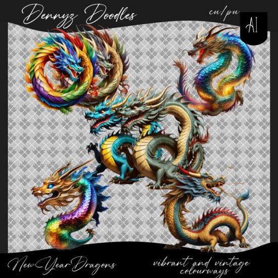 AI generated New Years Dragons 1 - Click Image to Close