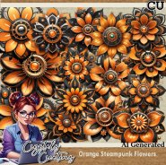Orange Steampunk Flower CU Pack