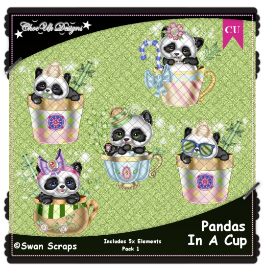 Pandas In A Cup Elements CU/PU Pack 1 - Click Image to Close