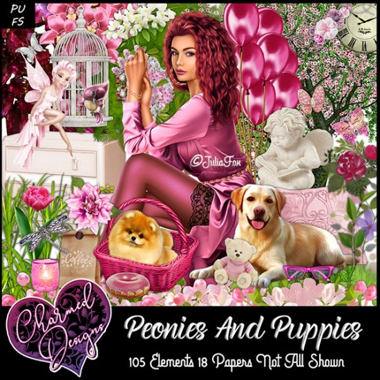Peonies And Puppies - Click Image to Close