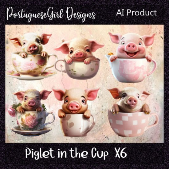 Piglet in the Cup - Click Image to Close