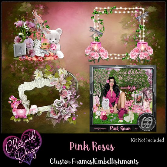 Pink Roses Cluster Frames - Click Image to Close