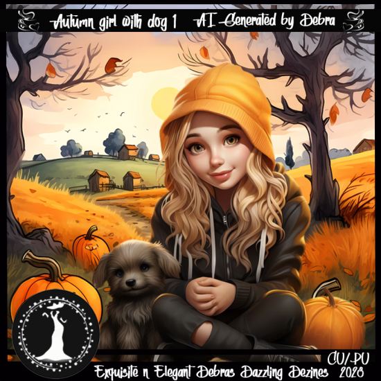 Autumn girl with dog 1 - Click Image to Close