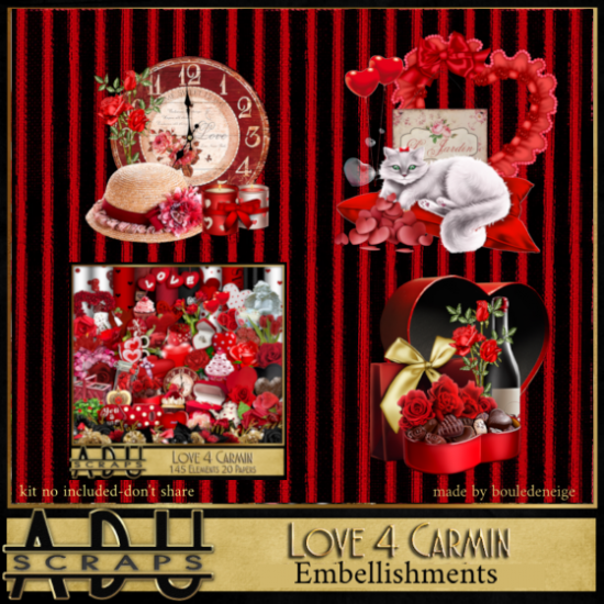 ADU Embellishments Love 4 Carmin - Click Image to Close