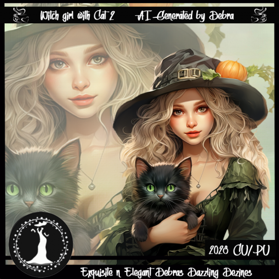 Witch girl with cat 2 - Click Image to Close