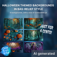 Halloween themed backgrounds in bas-relief style