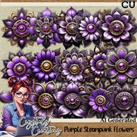 Purple Steampunk Flower CU Pack
