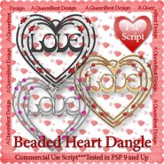 Beaded Heart Dangle Script