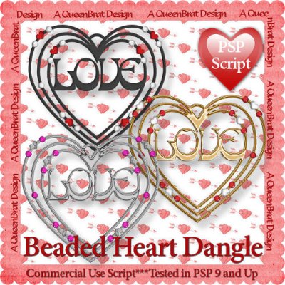 Beaded Heart Dangle Script