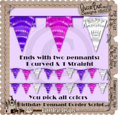 Birthday Pennant Border Script