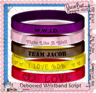 Debossed Wristband Script