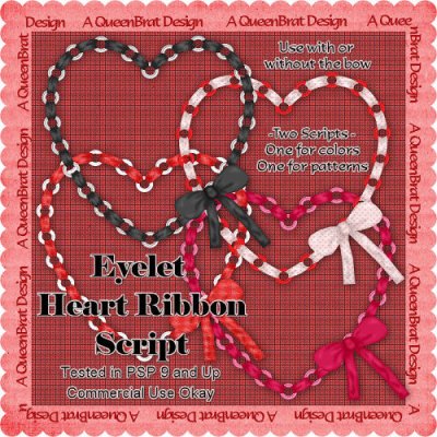 Eyelet Heart Ribbon Script