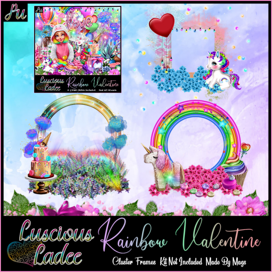 Rainbow Valentine Cluster Frames - Click Image to Close