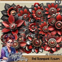 Red Steampunk Flower CU Pack