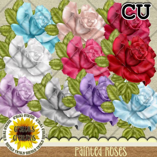 Painted Roses CU - Click Image to Close