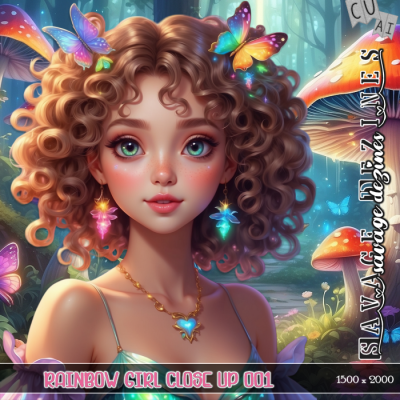 AI CU Rainbow Girl Close Up 001