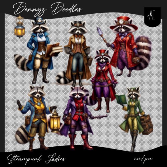 AI CU Steampunk Raccoons - Click Image to Close