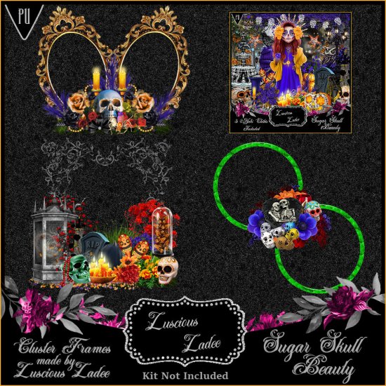 Sugar Skull Beauty Cluster Frames - Click Image to Close