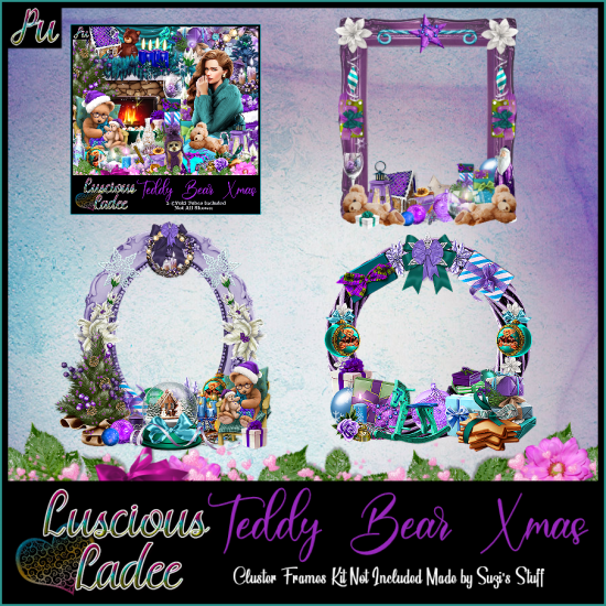 Teddy Bear Xmas Cluster Frames - Click Image to Close