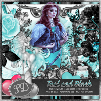 Teal and Black Scrap Kit