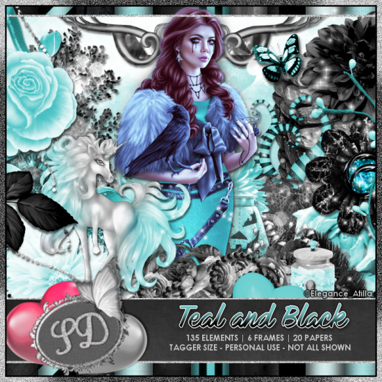 Teal and Black Scrap Kit - Click Image to Close